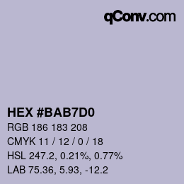 カラーコード: HEX #BAB7D0 | qconv.com
