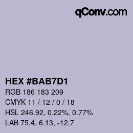 Color code: HEX #BAB7D1 | qconv.com