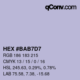 颜色代码: HEX #BAB7D7 | qconv.com