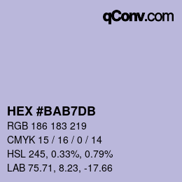 Color code: HEX #BAB7DB | qconv.com