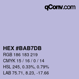カラーコード: HEX #BAB7DB | qconv.com