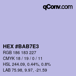 カラーコード: HEX #BAB7E3 | qconv.com