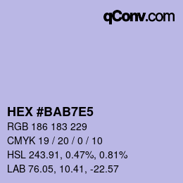カラーコード: HEX #BAB7E5 | qconv.com