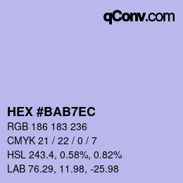 颜色代码: HEX #BAB7EC | qconv.com