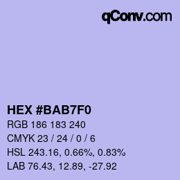 颜色代码: HEX #BAB7F0 | qconv.com