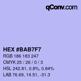 Color code: HEX #BAB7F7 | qconv.com