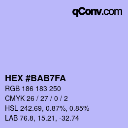 カラーコード: HEX #BAB7FA | qconv.com