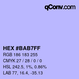 Color code: HEX #BAB7FF | qconv.com