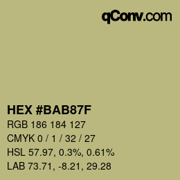 Color code: HEX #BAB87F | qconv.com