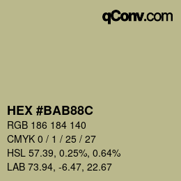 Color code: HEX #BAB88C | qconv.com