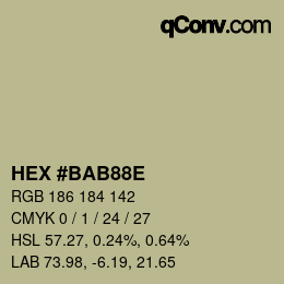 Color code: HEX #BAB88E | qconv.com