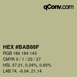 Color code: HEX #BAB88F | qconv.com