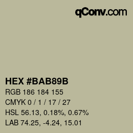 Color code: HEX #BAB89B | qconv.com