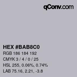 Farbcode: HEX #BAB8C0 | qconv.com