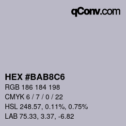 Color code: HEX #BAB8C6 | qconv.com