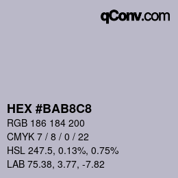 Color code: HEX #BAB8C8 | qconv.com