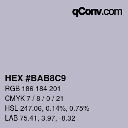 Color code: HEX #BAB8C9 | qconv.com