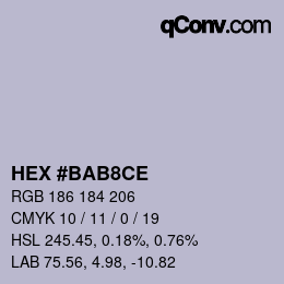 Color code: HEX #BAB8CE | qconv.com