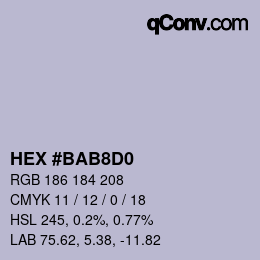 カラーコード: HEX #BAB8D0 | qconv.com