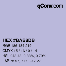カラーコード: HEX #BAB8DB | qconv.com