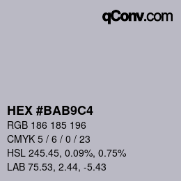 Color code: HEX #BAB9C4 | qconv.com