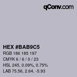 颜色代码: HEX #BAB9C5 | qconv.com