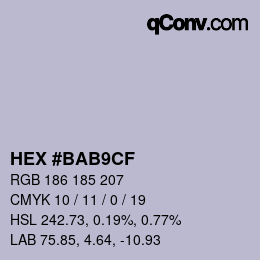 Color code: HEX #BAB9CF | qconv.com