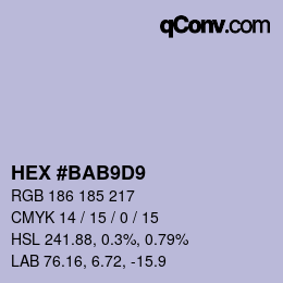 Color code: HEX #BAB9D9 | qconv.com