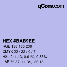 Color code: HEX #BAB9EE | qconv.com