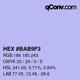 カラーコード: HEX #BAB9F3 | qconv.com