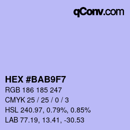 カラーコード: HEX #BAB9F7 | qconv.com