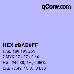 Color code: HEX #BAB9FF | qconv.com