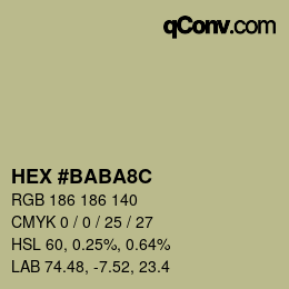 Color code: HEX #BABA8C | qconv.com