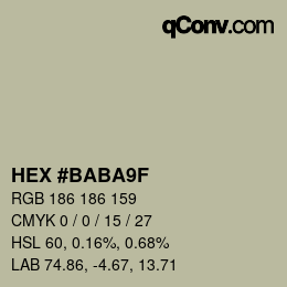 カラーコード: HEX #BABA9F | qconv.com