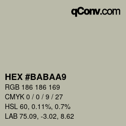 カラーコード: HEX #BABAA9 | qconv.com