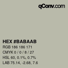 Color code: HEX #BABAAB | qconv.com