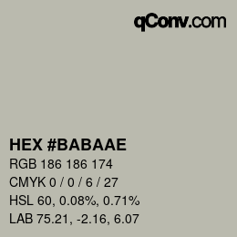 Color code: HEX #BABAAE | qconv.com