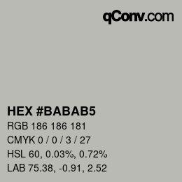 カラーコード: HEX #BABAB5 | qconv.com
