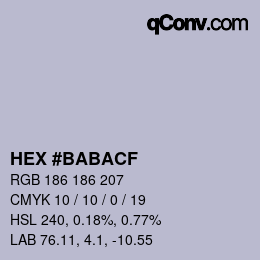 Color code: HEX #BABACF | qconv.com