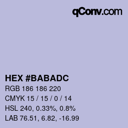 カラーコード: HEX #BABADC | qconv.com