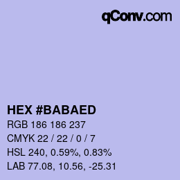 Color code: HEX #BABAED | qconv.com