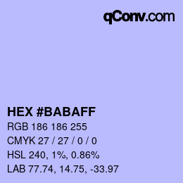 Color code: HEX #BABAFF | qconv.com