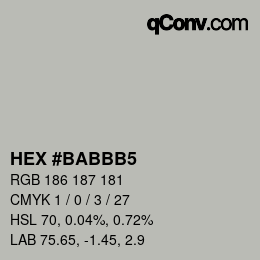 Color code: HEX #BABBB5 | qconv.com