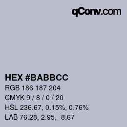 颜色代码: HEX #BABBCC | qconv.com