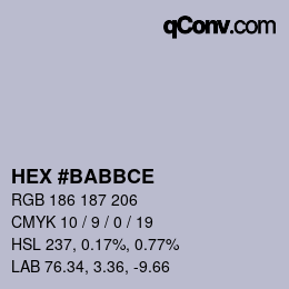 Color code: HEX #BABBCE | qconv.com