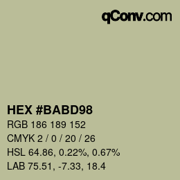 颜色代码: HEX #BABD98 | qconv.com