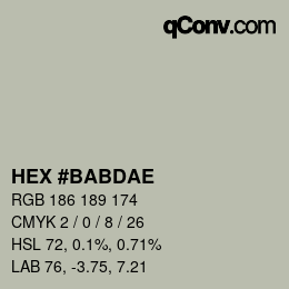 Color code: HEX #BABDAE | qconv.com