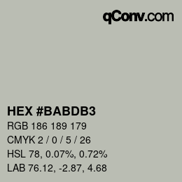 颜色代码: HEX #BABDB3 | qconv.com