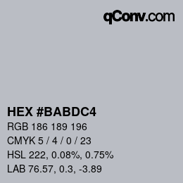 颜色代码: HEX #BABDC4 | qconv.com
