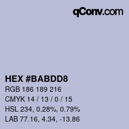 Color code: HEX #BABDD8 | qconv.com